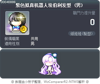 紫色拟真机器人埃伯利发型 Tooltip