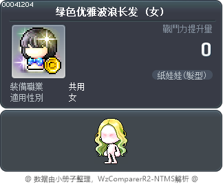 绿色优雅波浪长发 Tooltip
