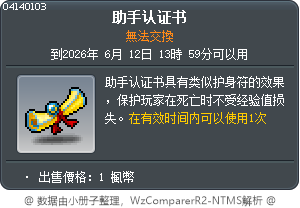 助手認證書 Tooltip