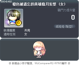 橙色被遗忘的英雄隐月发型 Tooltip