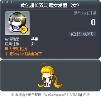 黄色超长双马尾女发型 Tooltip