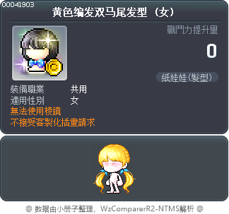 黄色编发双马尾发型 Tooltip