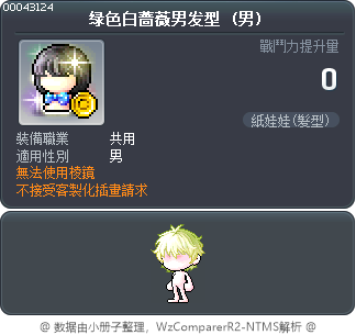 绿色白蔷薇男发型 Tooltip