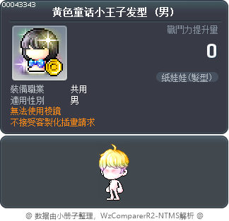 黄色童话小王子发型 Tooltip