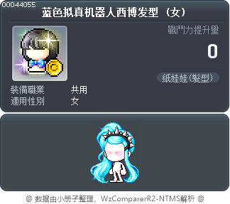 蓝色拟真机器人西博发型 Tooltip