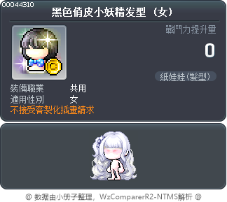 黑色俏皮小妖精发型 Tooltip