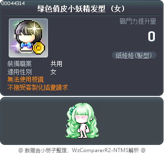 绿色俏皮小妖精发型 Tooltip