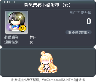 黄色娉婷小妞发型 Tooltip