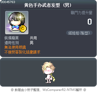 黄色手办武者发型 Tooltip
