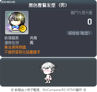 黑色柔软狸猫发型 Tooltip