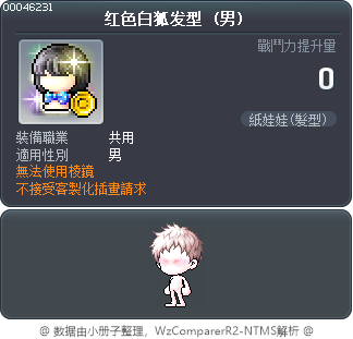 红色白狐发型 Tooltip