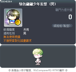 绿色翩翩少年发型 Tooltip