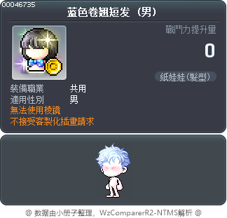蓝色卷翘短发 Tooltip