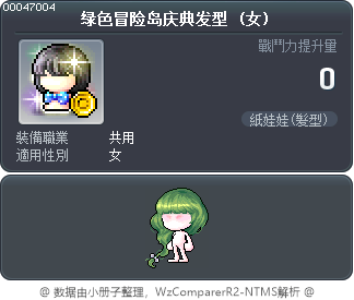 绿色冒险岛庆典发型 Tooltip