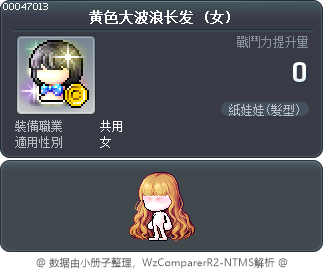 黄色大波浪长发 Tooltip