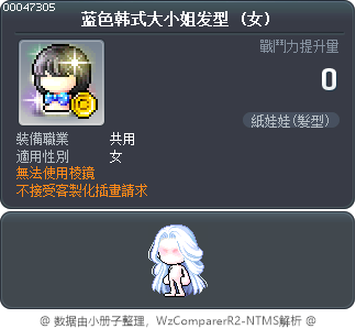 蓝色韩式大小姐发型 Tooltip