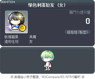 绿色利落短发 Tooltip