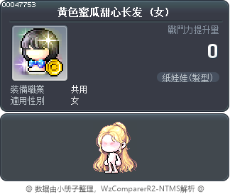 黄色蜜瓜甜心长发 Tooltip