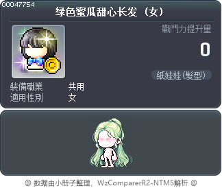 绿色蜜瓜甜心长发 Tooltip