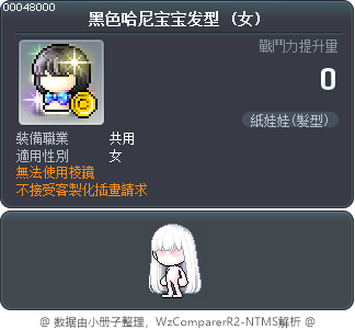 黑色哈尼宝宝发型 Tooltip
