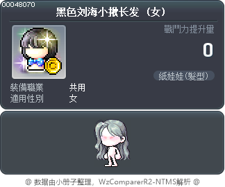 黑色刘海小揪长发 Tooltip