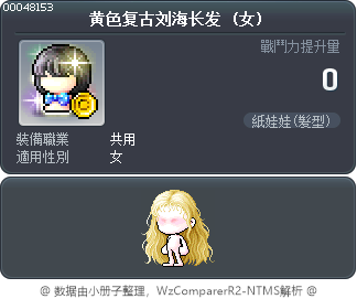黄色复古刘海长发 Tooltip