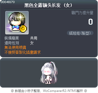黑色全露额头长发 Tooltip