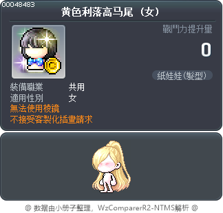 黄色利落高马尾 Tooltip