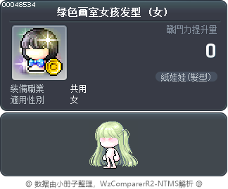 绿色画室女孩发型 Tooltip