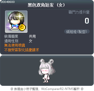 黑色双角短发 Tooltip