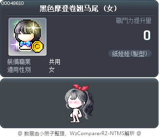 黑色摩登卷翘马尾 Tooltip
