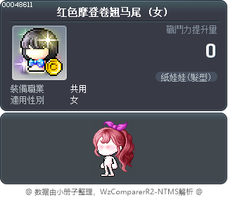 红色摩登卷翘马尾 Tooltip