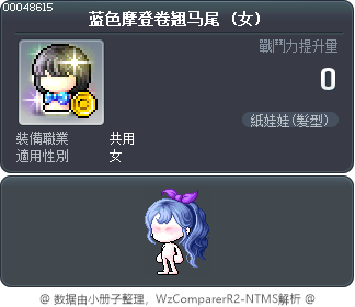 蓝色摩登卷翘马尾 Tooltip