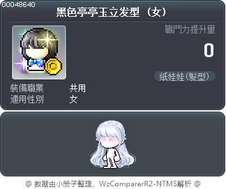 黑色亭亭玉立发型 Tooltip