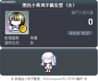 黑色小黄鸡半截发型 Tooltip