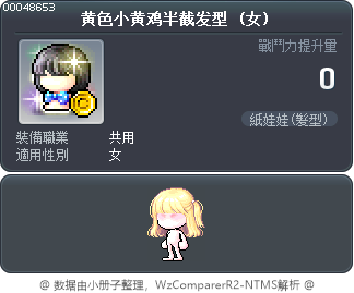黄色小黄鸡半截发型 Tooltip