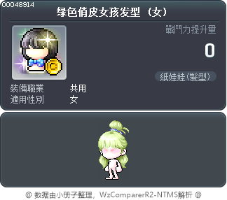 绿色俏皮女孩发型 Tooltip