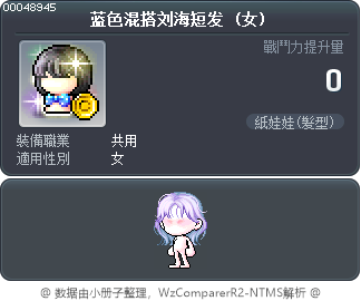 蓝色混搭刘海短发 Tooltip