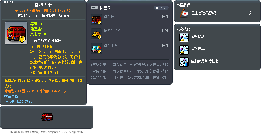 微型巴士 Tooltip