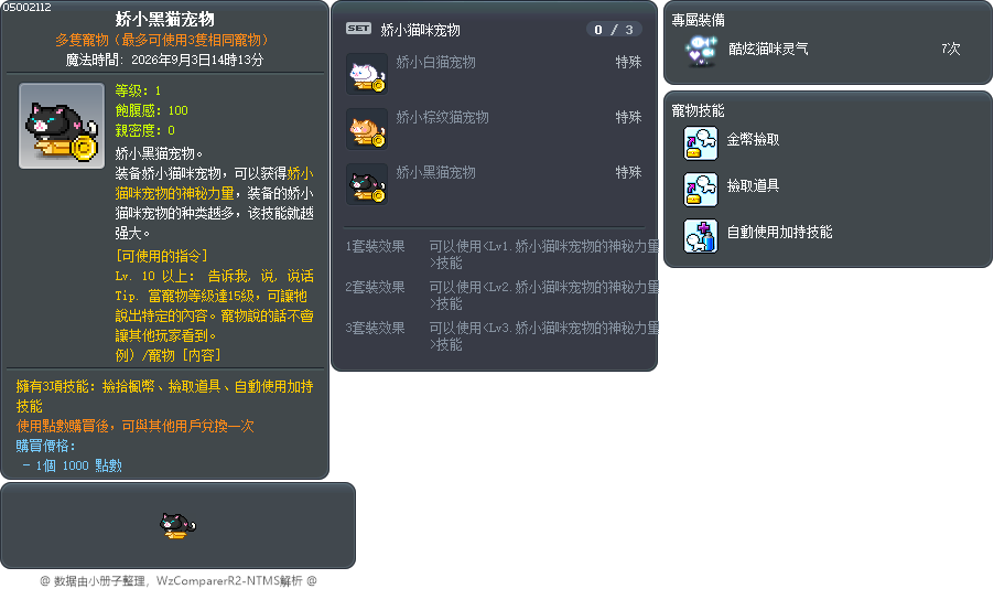 娇小黑猫宠物 Tooltip