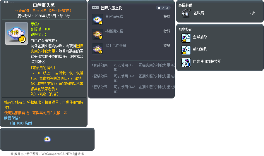 白色猫头鹰 Tooltip