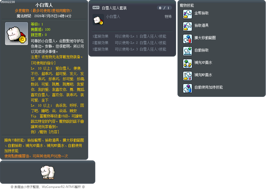 小白雪人 Tooltip