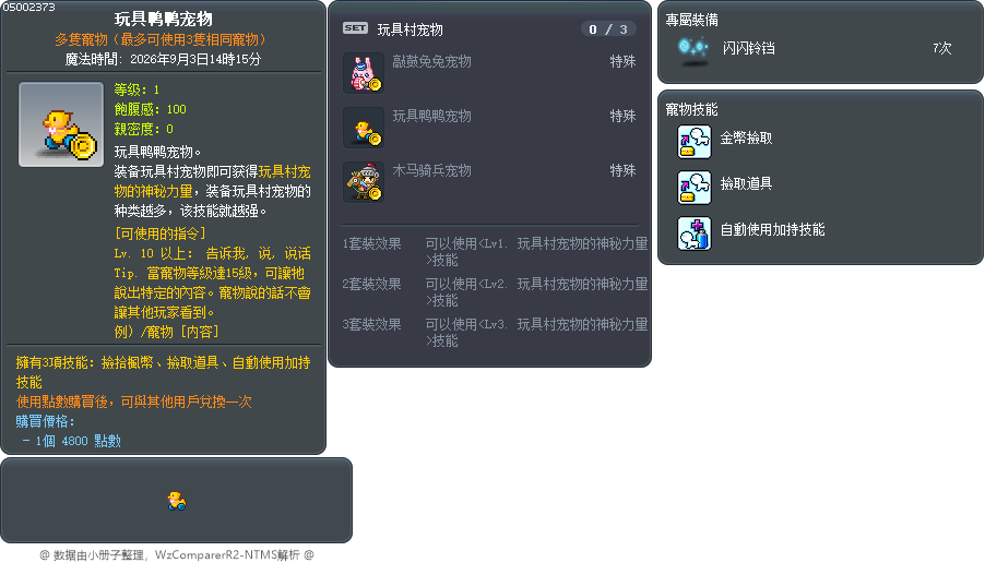 玩具鸭鸭宠物 Tooltip