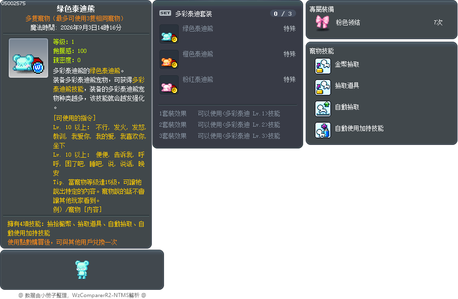 绿色泰迪熊 Tooltip