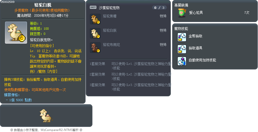骆驼白脱 Tooltip