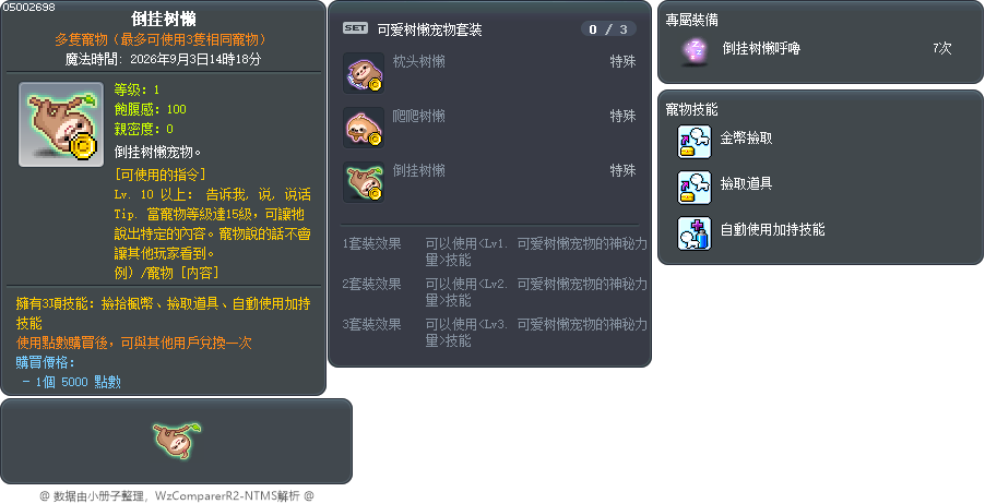 倒挂树懒 Tooltip