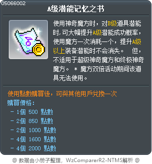 A级潜能记忆之书 Tooltip