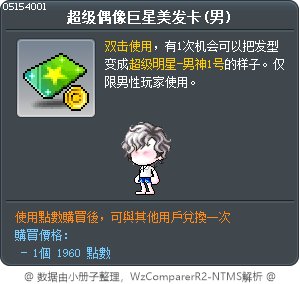 超级偶像巨星美发卡(男) Tooltip