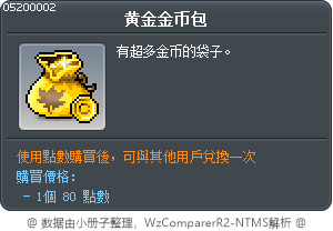 黄金金币包 Tooltip