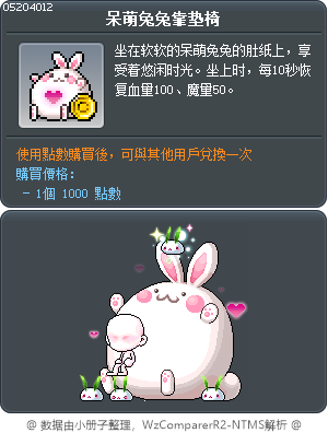 呆萌兔兔靠垫椅 Tooltip